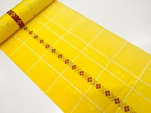 アンティーク　縞に花模様織り出し　八寸帯地反物